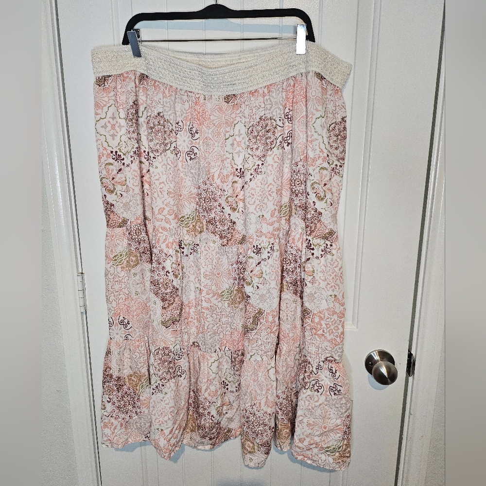 Wildflower Floral Maxi Skirt 3X Plus Size - Boho Botanical Flowy Spring